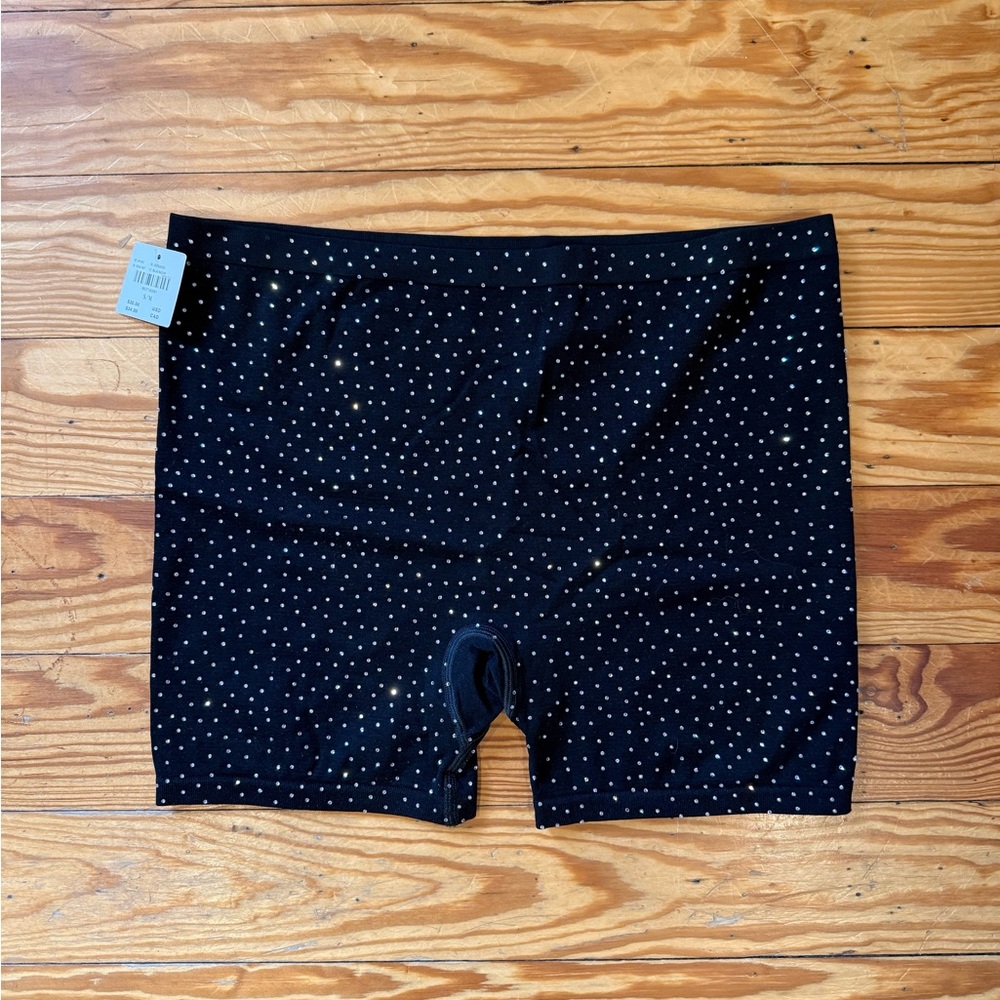By Anthropologie Seamless Rhinestone Bike Skorts Black Glitter Size S/M